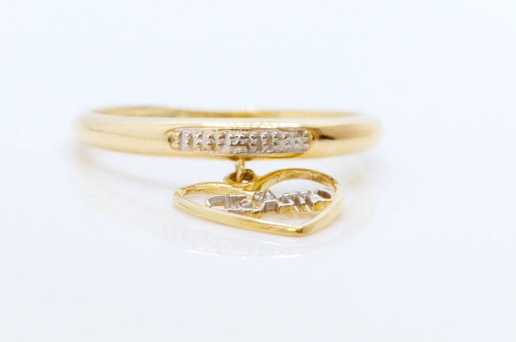 Anillo de oro macizo de 18K con perfil de corazón "Te Amo"