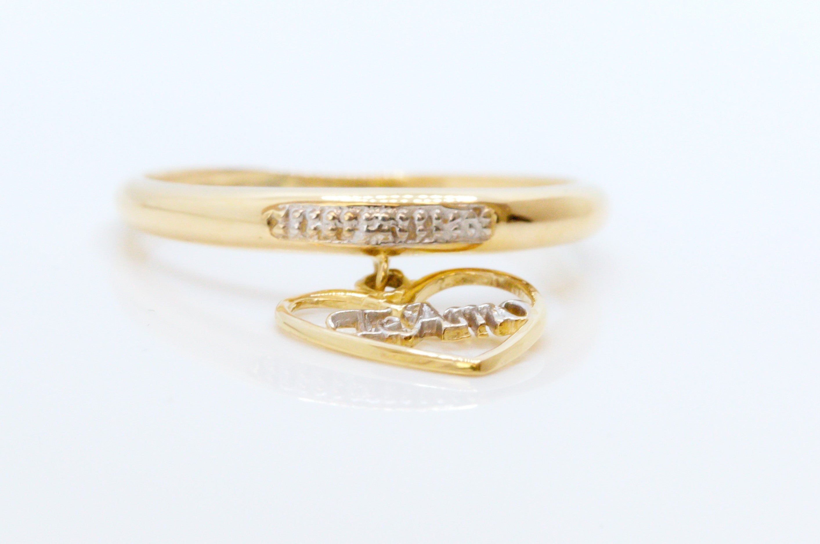 Anillo de oro macizo de 18K con perfil de corazón "Te Amo"