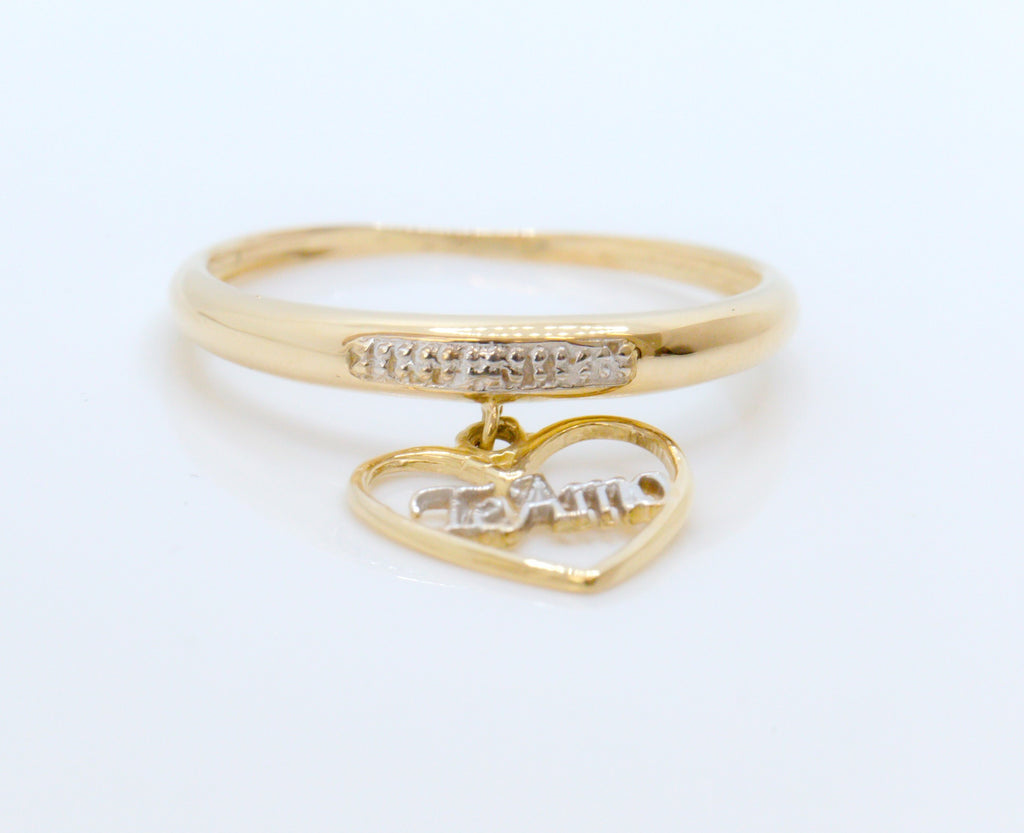 Anillo de oro macizo de 18K con perfil de corazón "Te Amo"