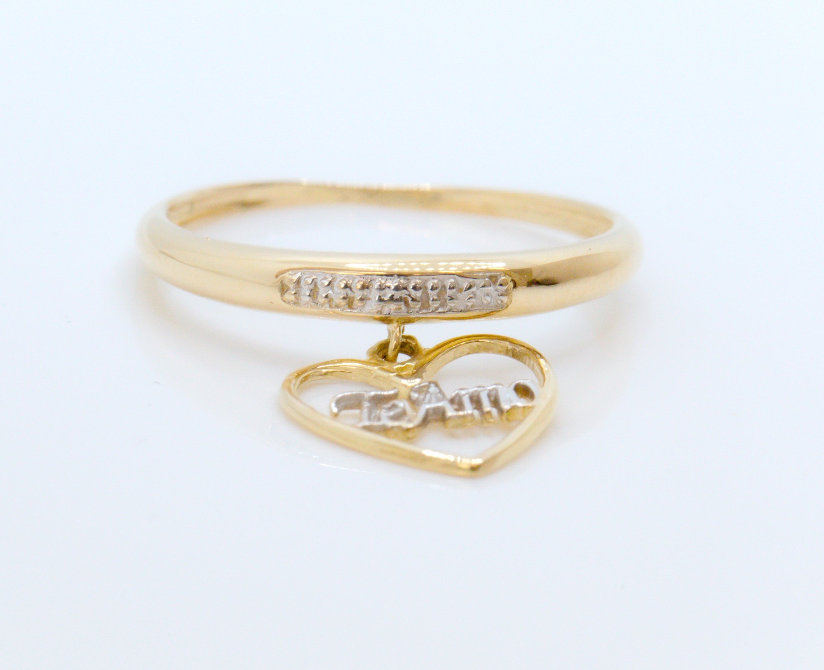 Anillo de oro macizo de 18K con perfil de corazón "Te Amo"