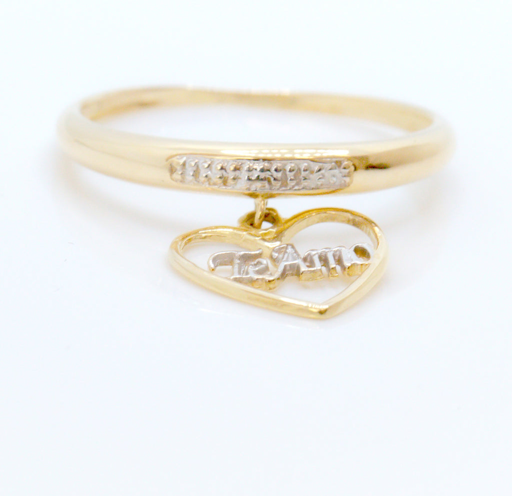 Anillo en Oro Sólido 18K Corazón Te amo