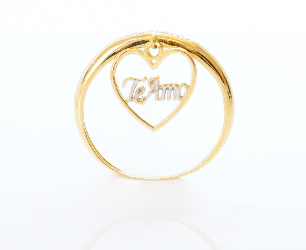 Anillo de oro macizo de 18K con perfil de corazón "Te Amo"