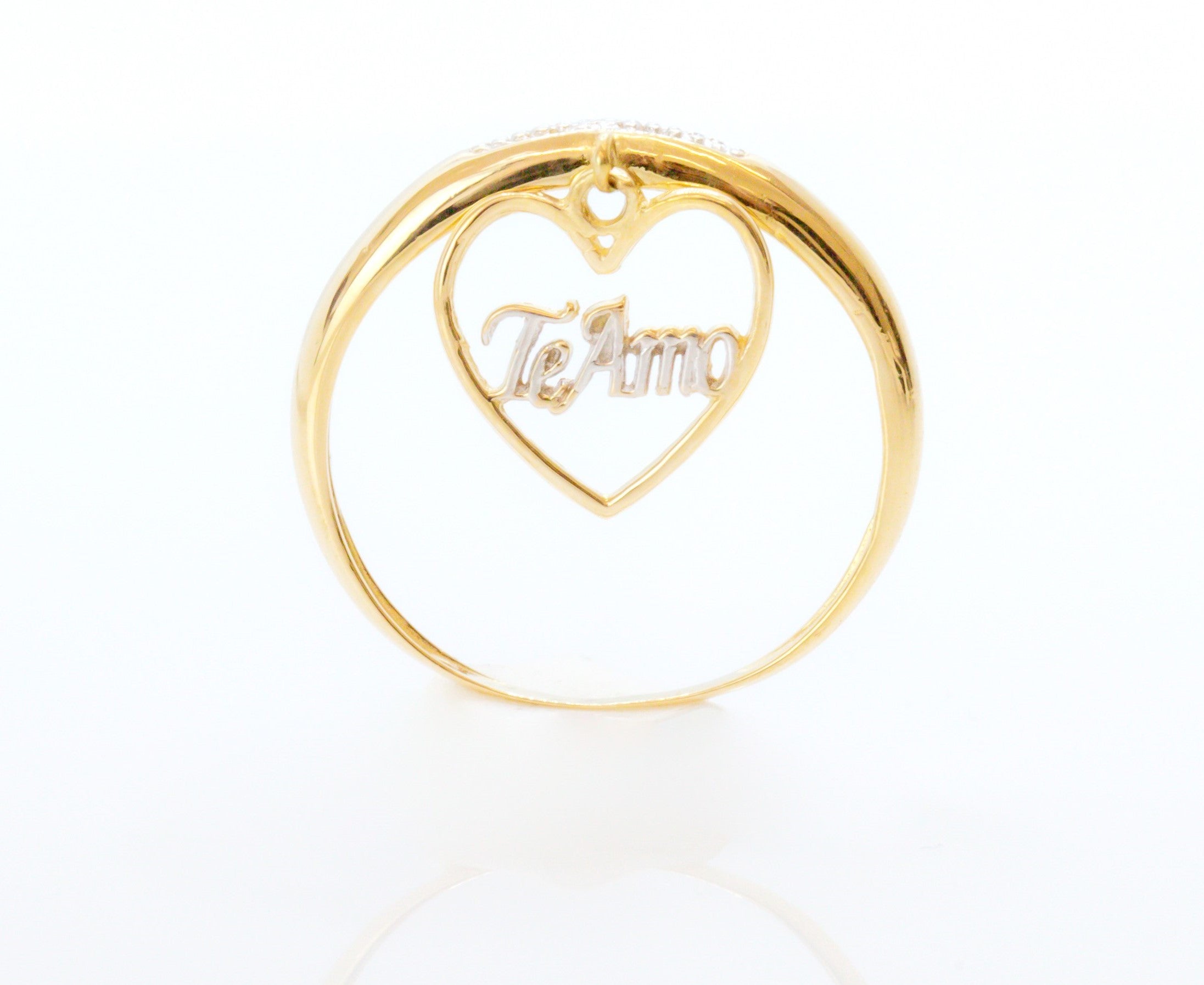 Anillo de oro macizo de 18K con perfil de corazón "Te Amo"