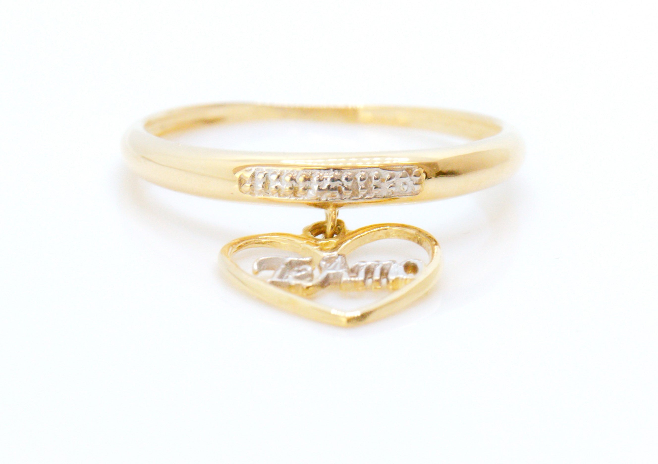 Anillo de oro macizo de 18K con perfil de corazón "Te Amo"