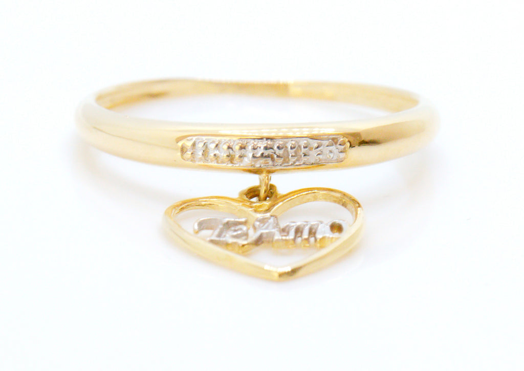 Anillo en Oro Sólido 18K Corazón Te amo