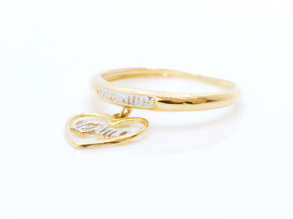 Anillo de oro macizo de 18K con perfil de corazón "Te Amo"