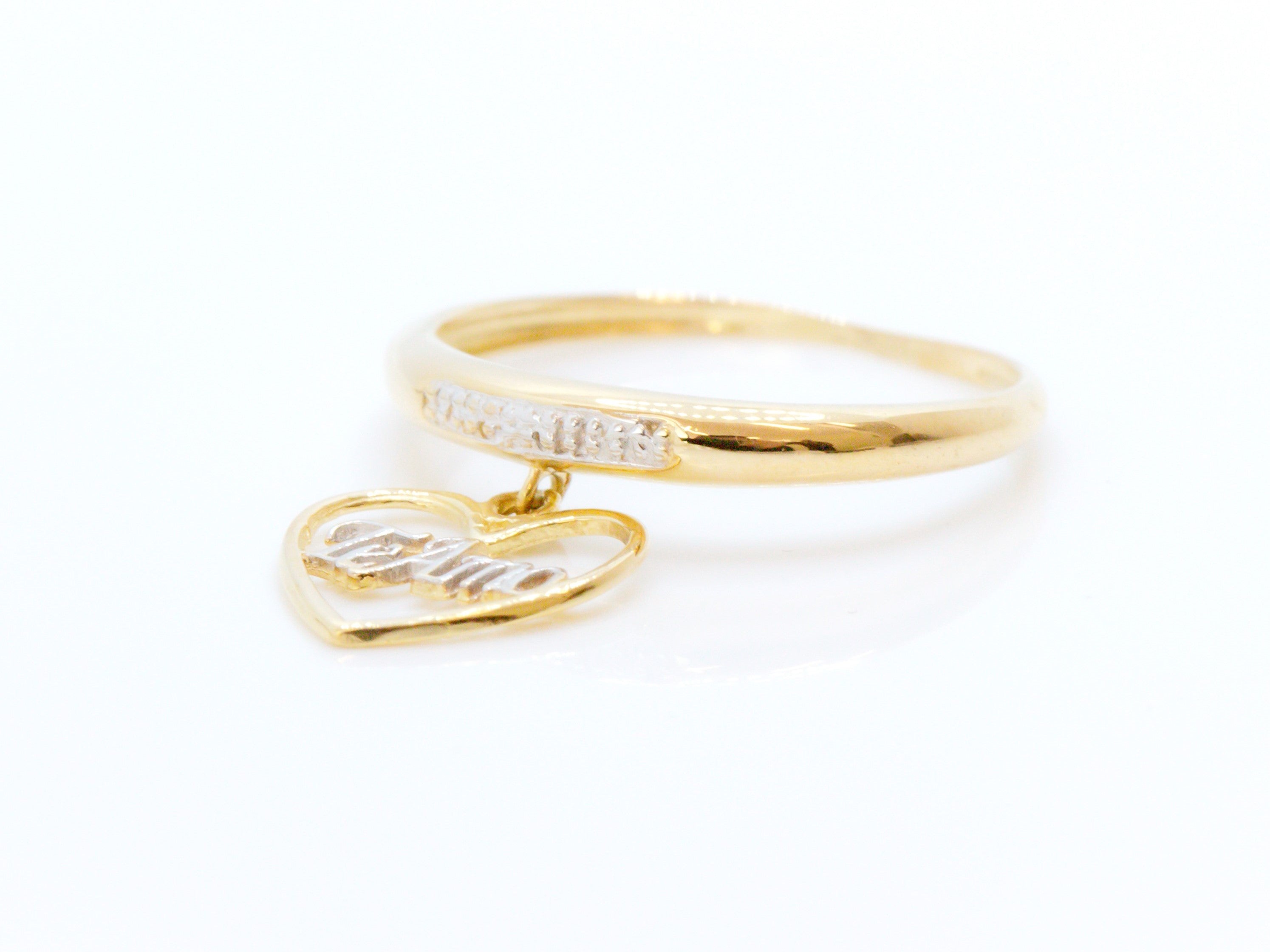 Anillo de oro macizo de 18K con perfil de corazón "Te Amo"
