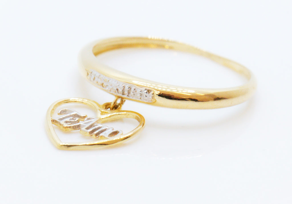 Anillo en Oro Sólido 18K Corazón Te amo