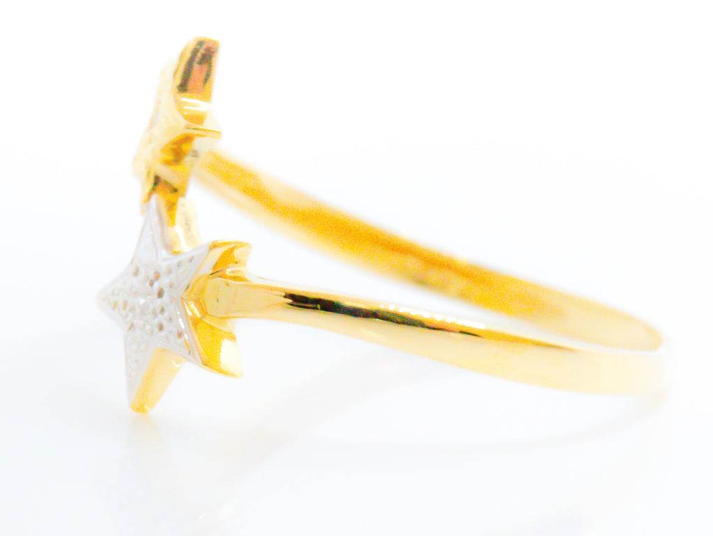 Anillo de Oro Sólido 18K Estrellas Fugaces
