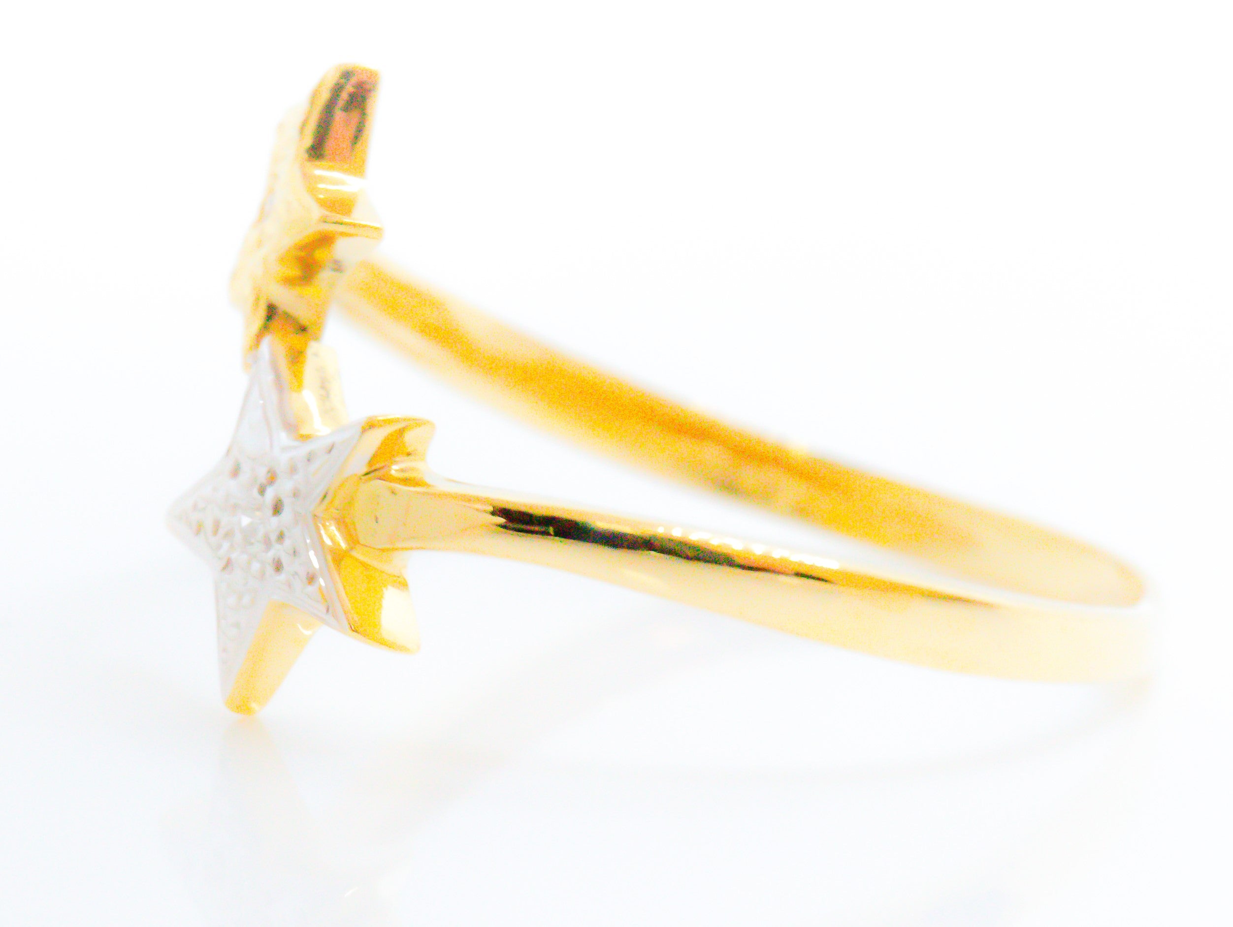 Anillo de Oro Sólido 18K Estrellas Fugaces