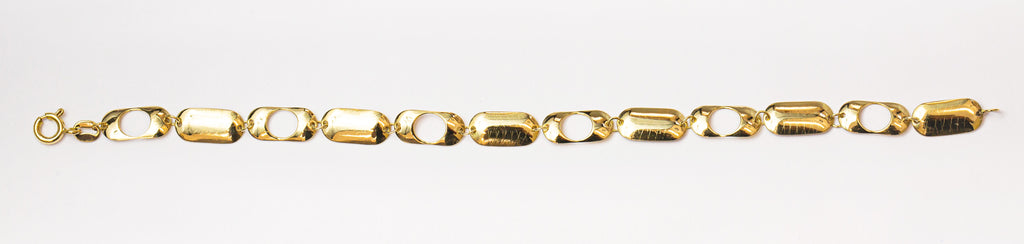 Pulsera de oro macizo de 18 quilates con eslabones de píldora