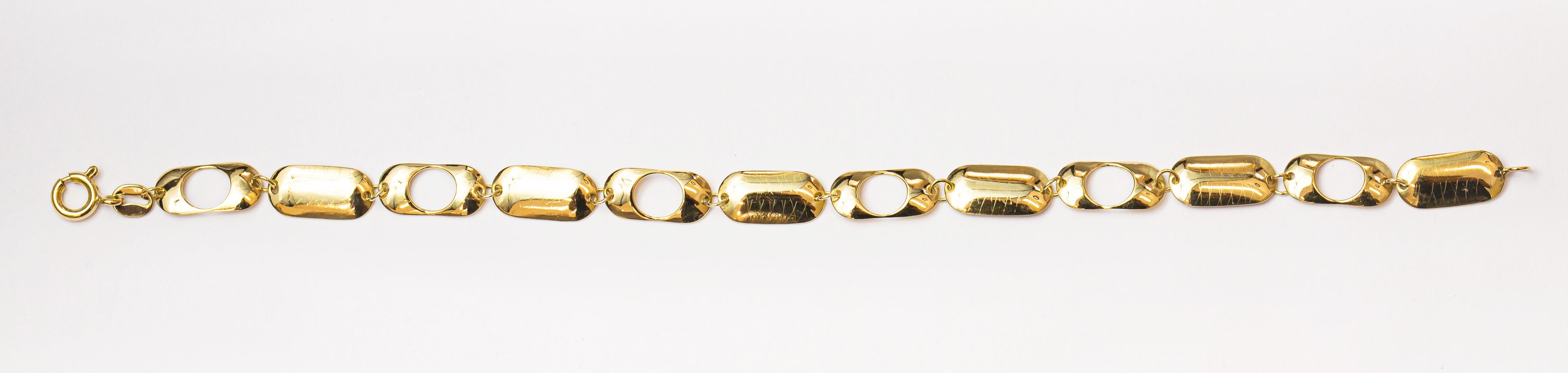 Pulsera de oro macizo de 18 quilates con eslabones de píldora