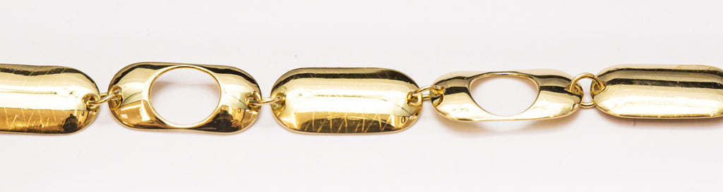 Pulsera de oro macizo de 18 quilates con eslabones de píldora