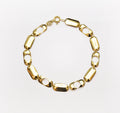 Pulsera de oro macizo de 18 quilates con eslabones de píldora