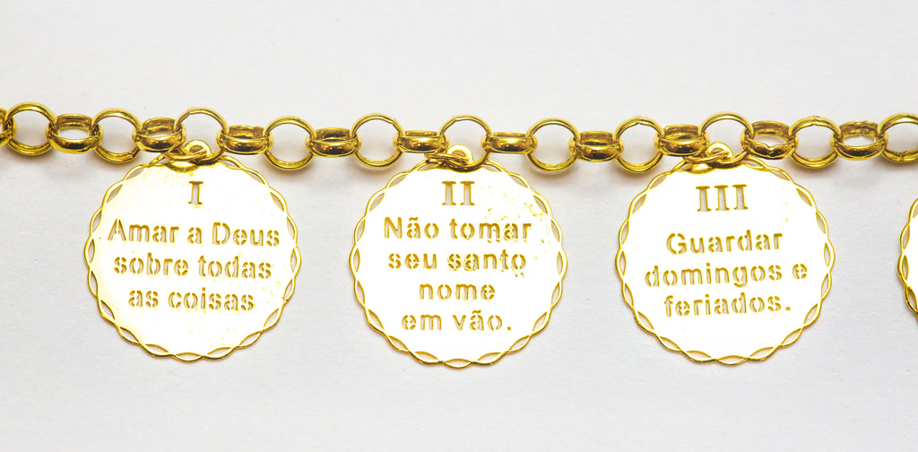 Pulseira em Ouro Sólido 18K Os Dez Mandamentos