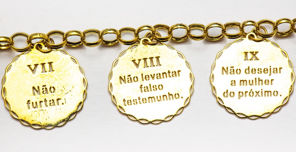 Pulseira em Ouro Sólido 18K Os Dez Mandamentos