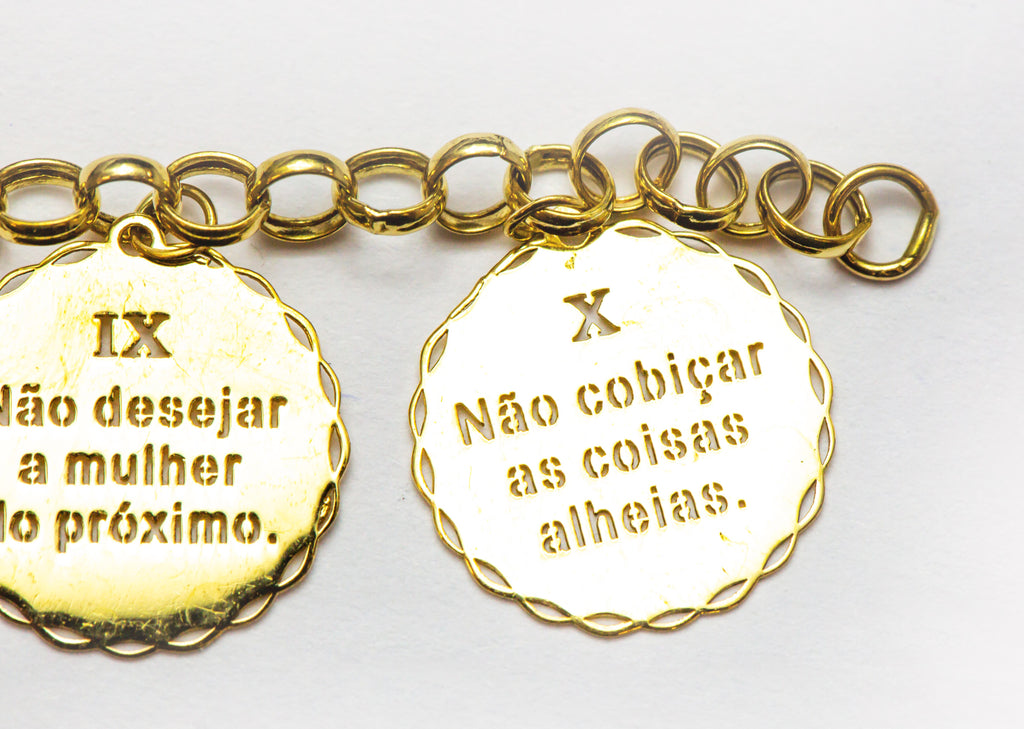 Pulseira em Ouro Sólido 18K Os Dez Mandamentos