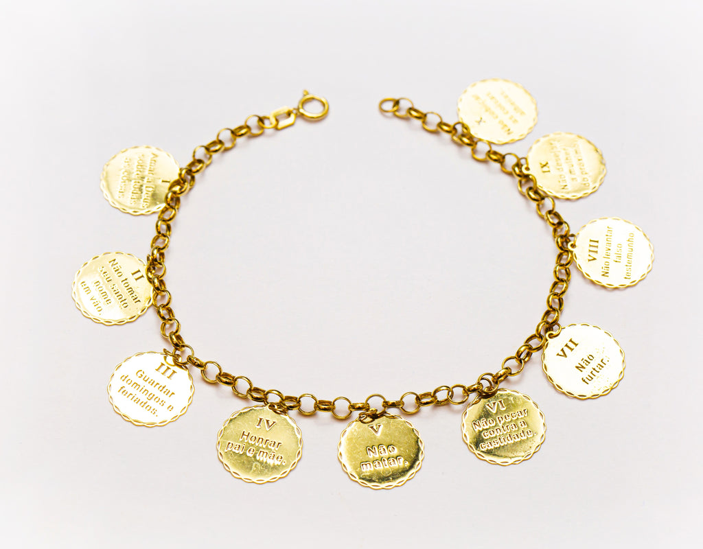 Pulseira em Ouro Sólido 18K Os Dez Mandamentos