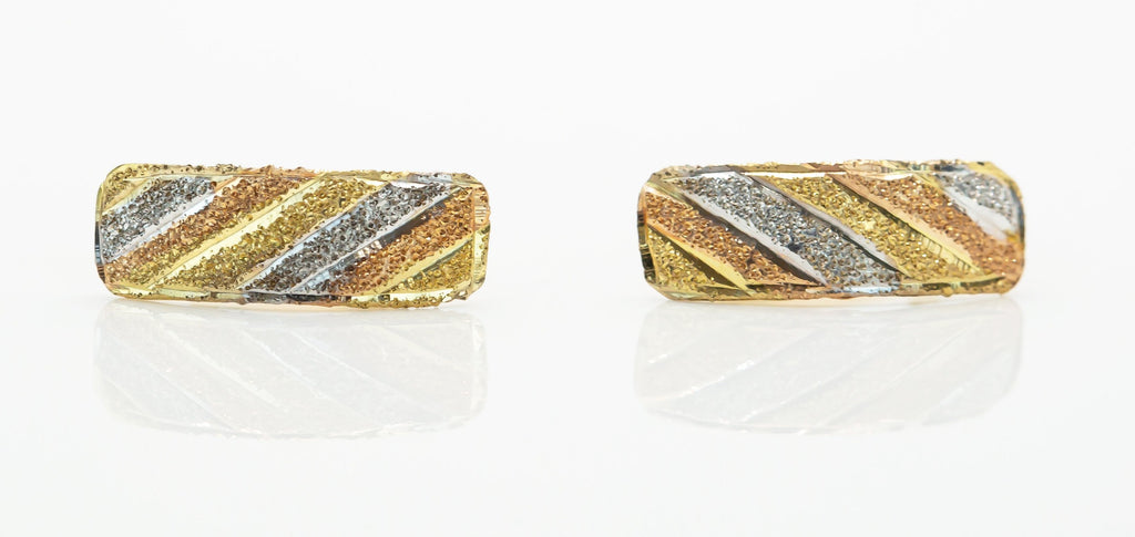 Pendientes de Oro Macizo de 18K Tipo Semiaros Gradientes Tres Oros