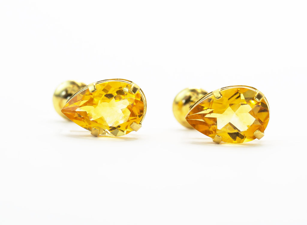 Pendiente de Oro Macizo de 18K Gota Naranja