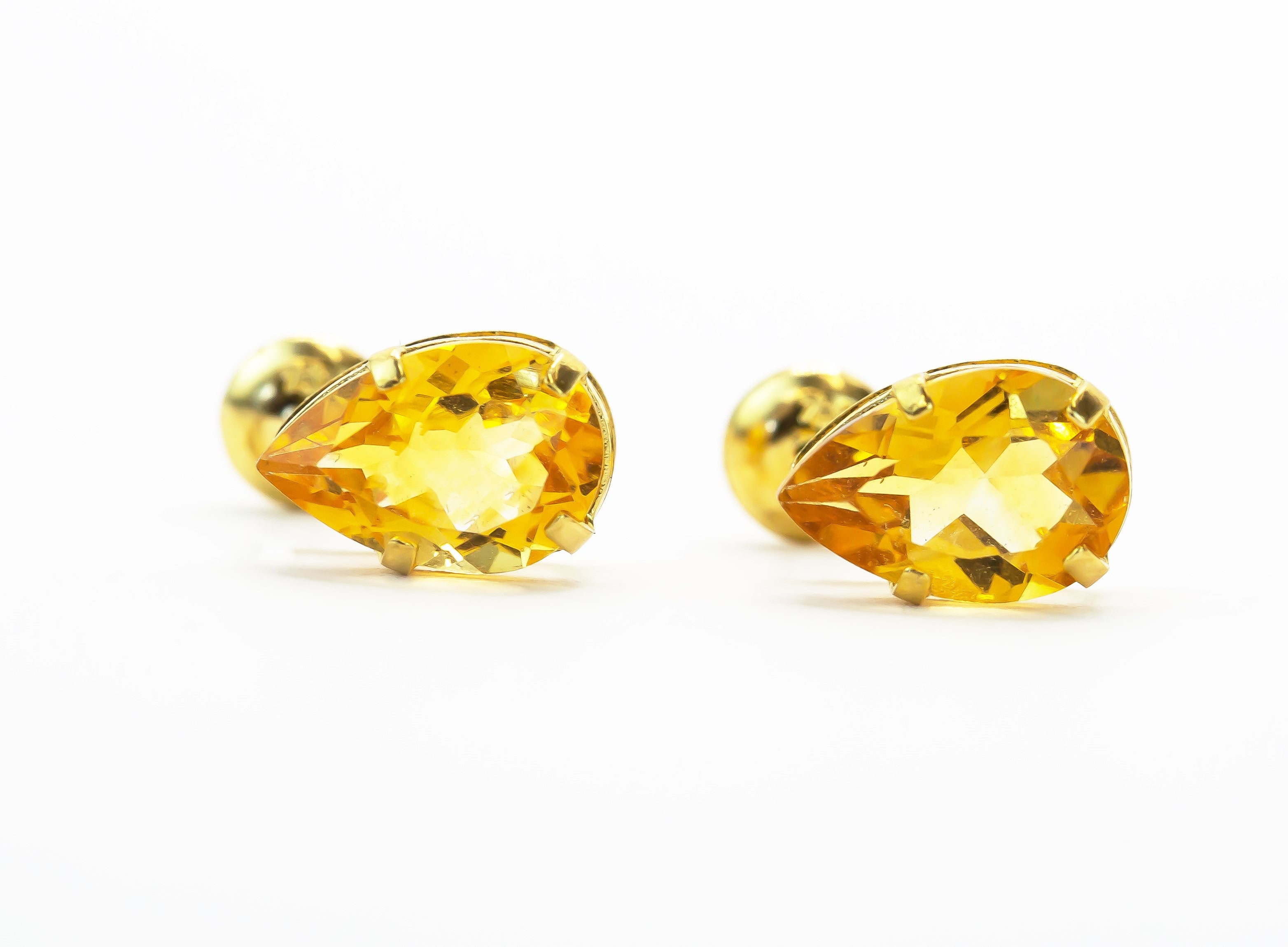 Pendiente de Oro Macizo de 18K Gota Naranja
