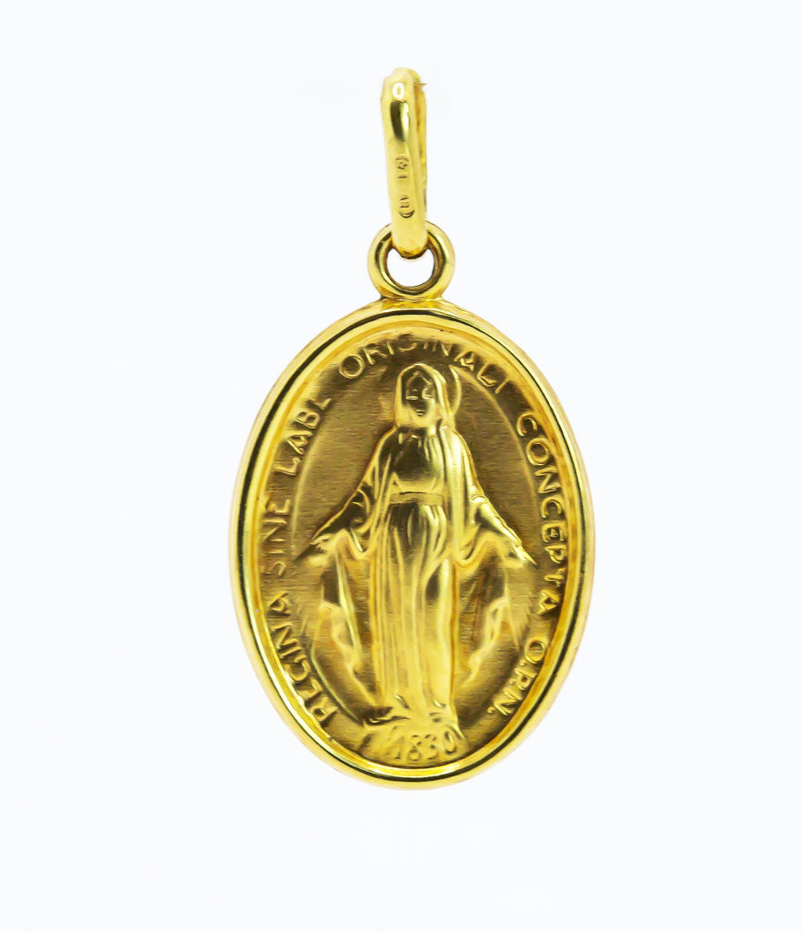 Pingente em Ouro Sólido 18K Medalha Oval Cristo