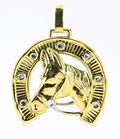 Colgante de oro macizo de 18 quilates, caballo con herradura