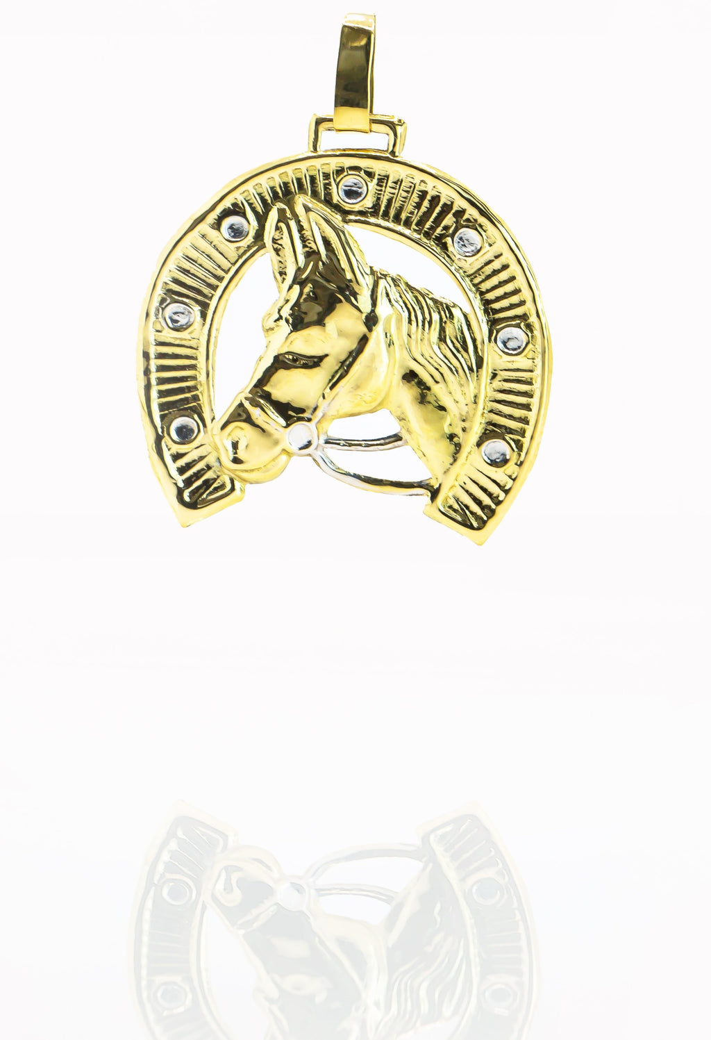 Colgante de oro macizo de 18 quilates, caballo con herradura