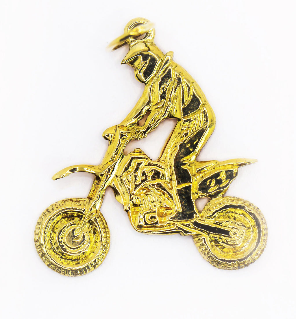 Colgante de motociclista de oro macizo de 18 quilates
