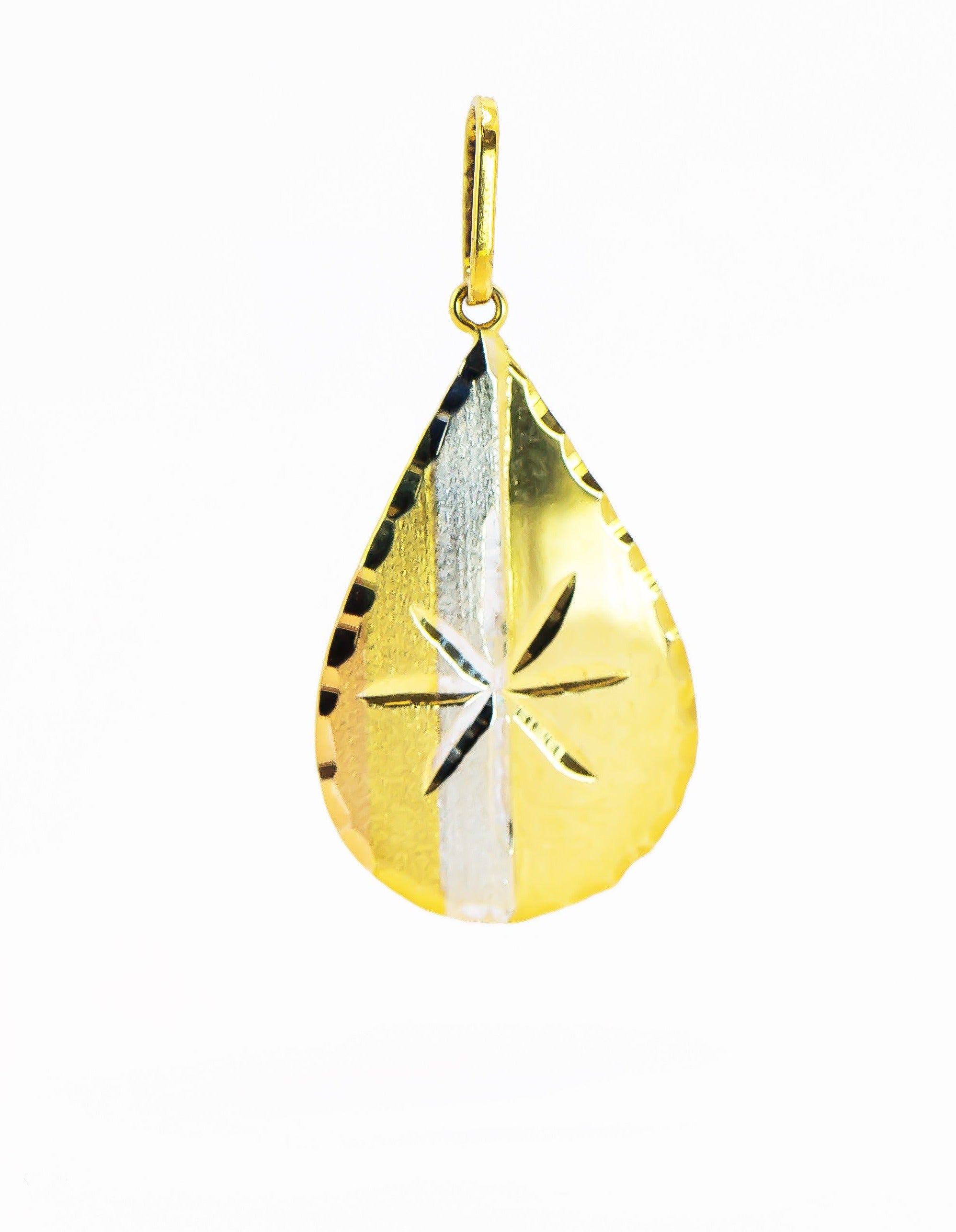 Colgante de oro macizo de 18 quilates con gota de tres colores y cortes de diamante