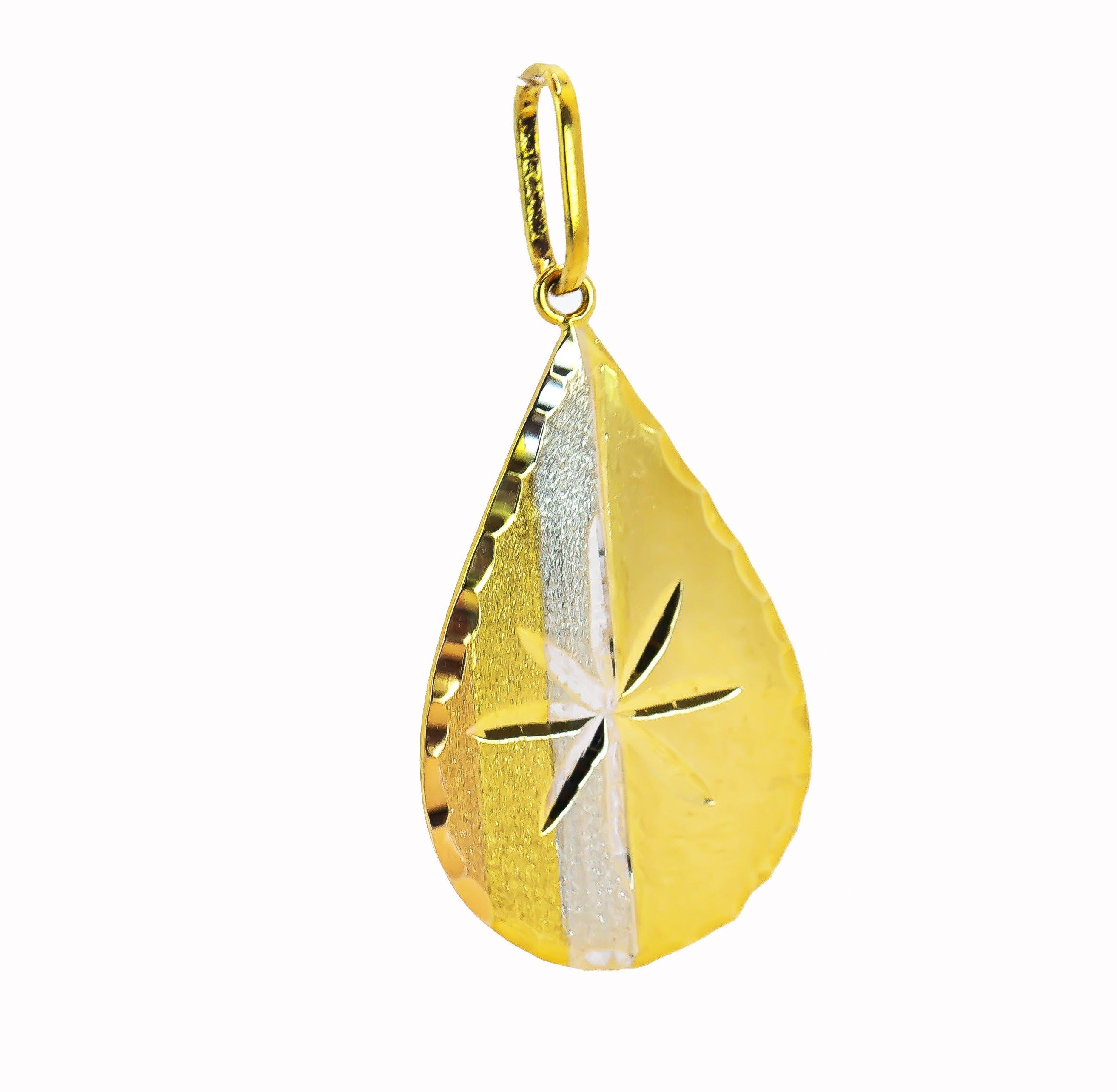 Colgante de oro macizo de 18 quilates con gota de tres colores y cortes de diamante