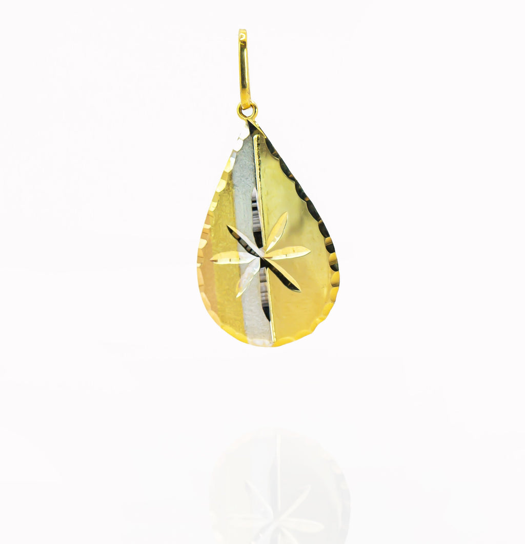 Colgante de oro macizo de 18 quilates con gota de tres colores y cortes de diamante