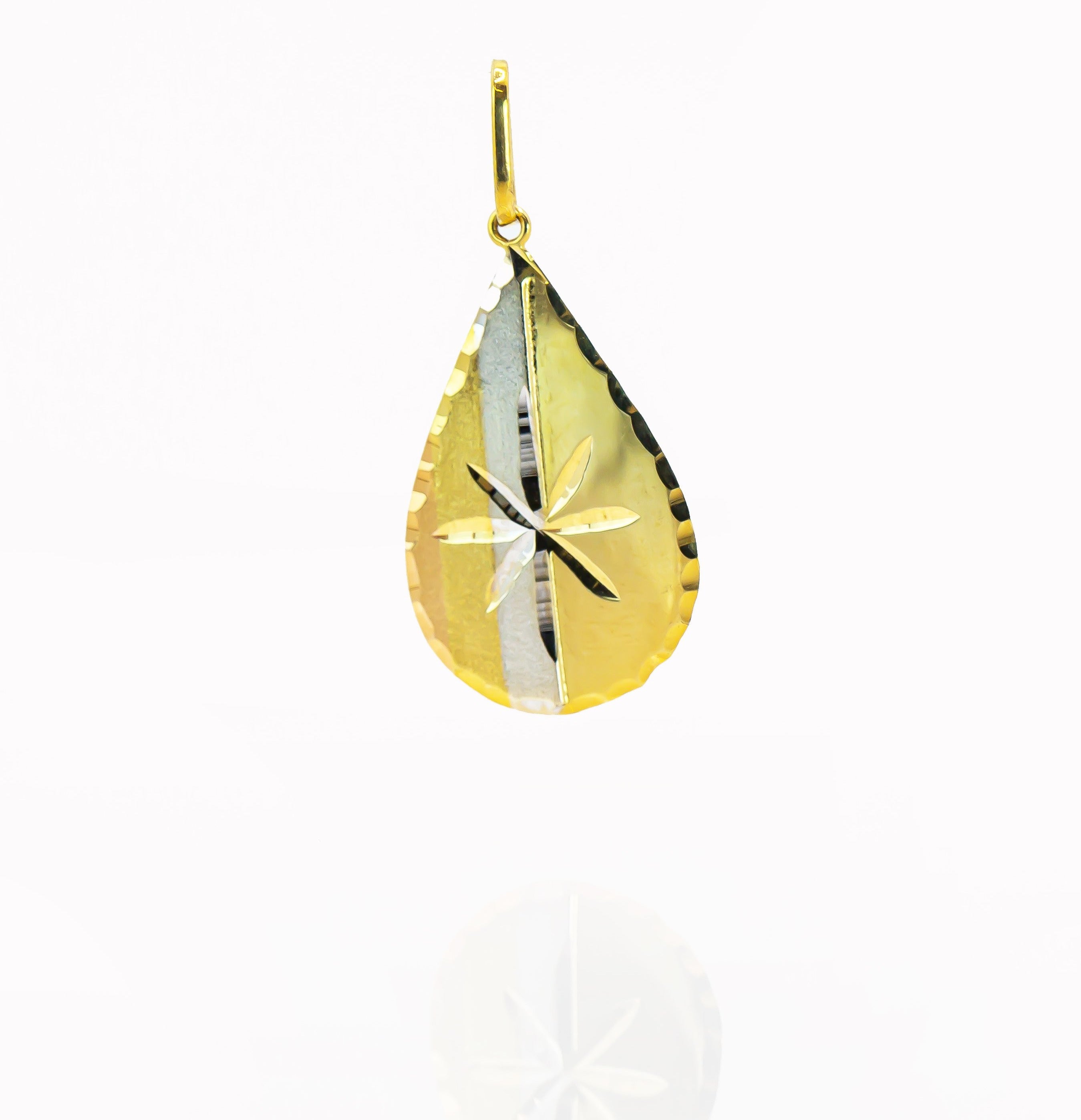 Colgante de oro macizo de 18 quilates con gota de tres colores y cortes de diamante