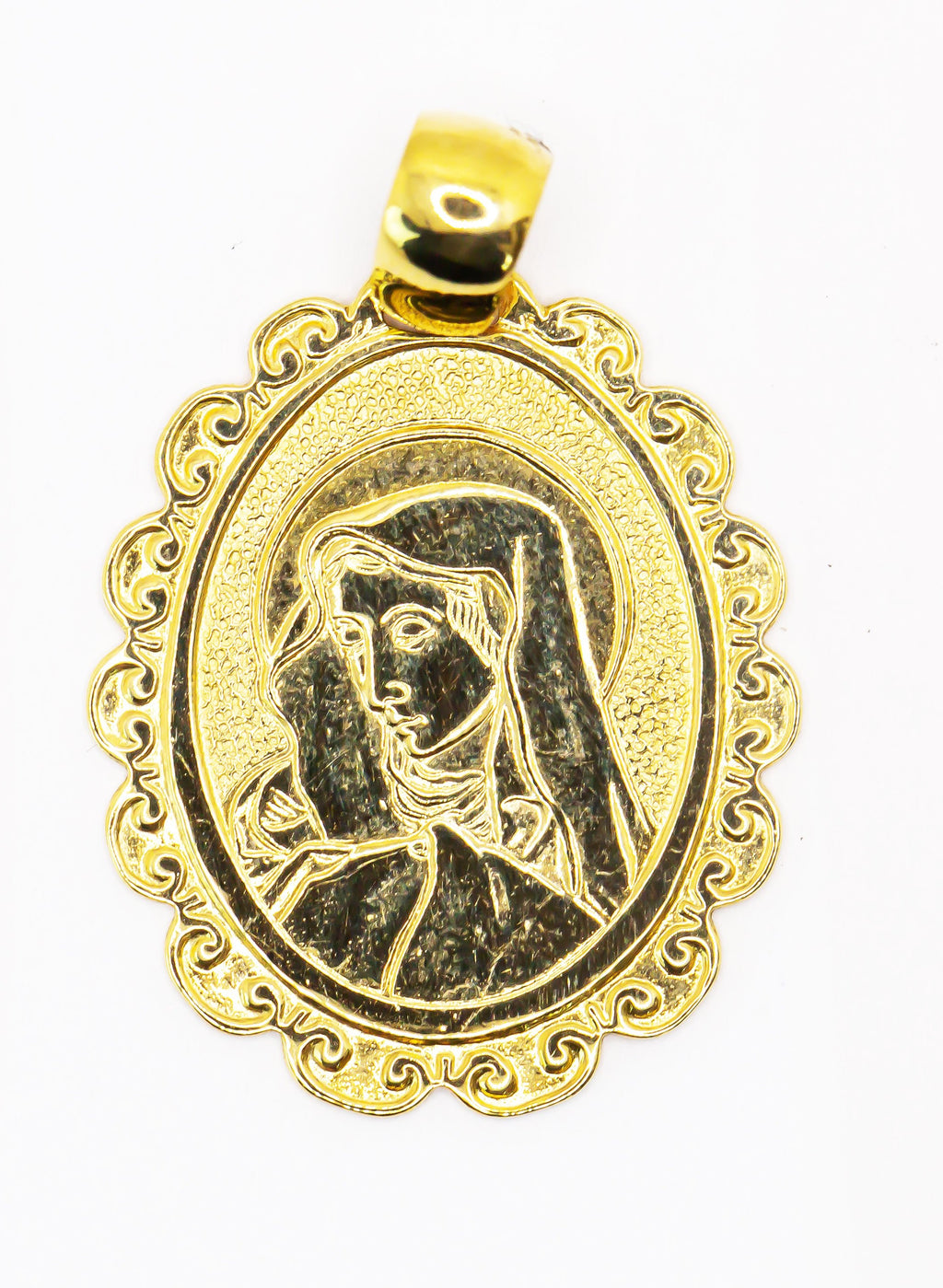 Colgante en Oro Sólido 18K Rostro Santa Grande