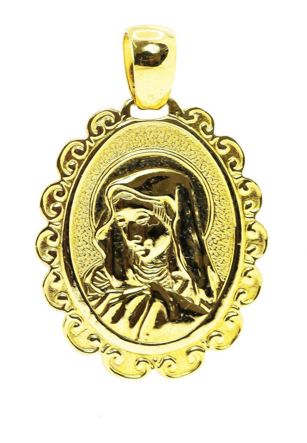 Colgante en Oro Sólido 18K Rostro Santa Grande
