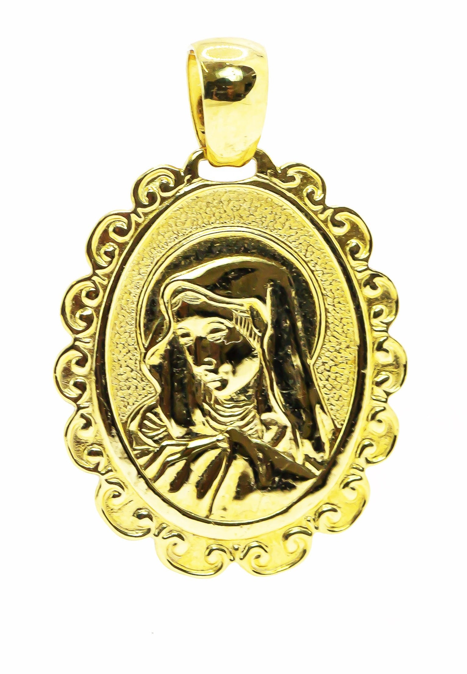 Colgante en Oro Sólido 18K Rostro Santa Grande