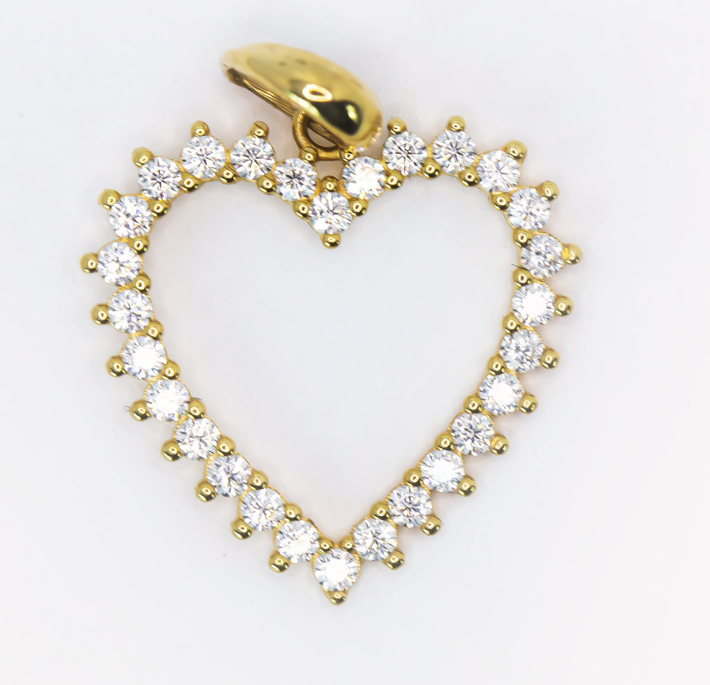 Colgante de oro macizo de 18 quilates con forma de corazón y brillantes