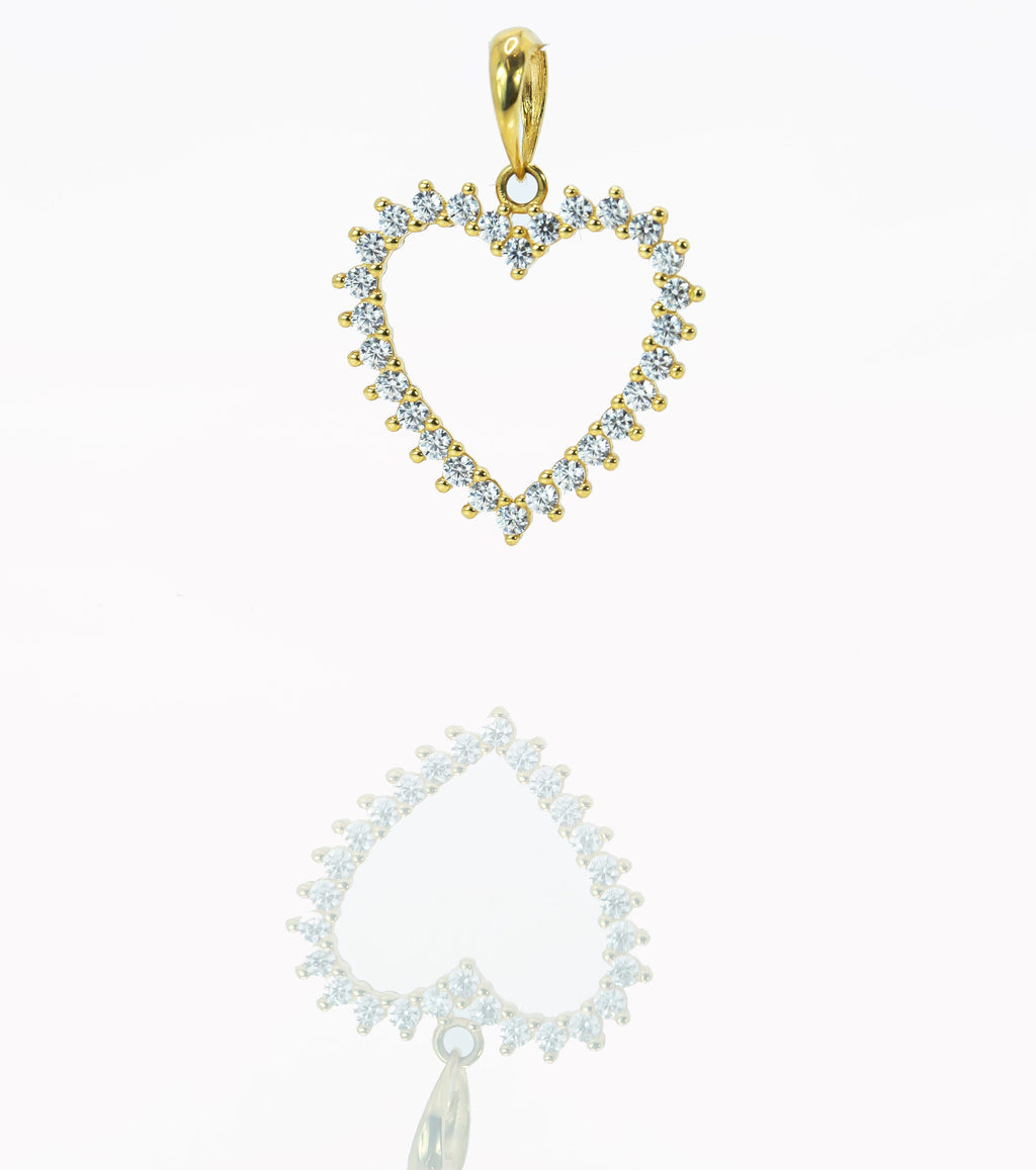 Colgante de oro macizo de 18 quilates con forma de corazón y brillantes