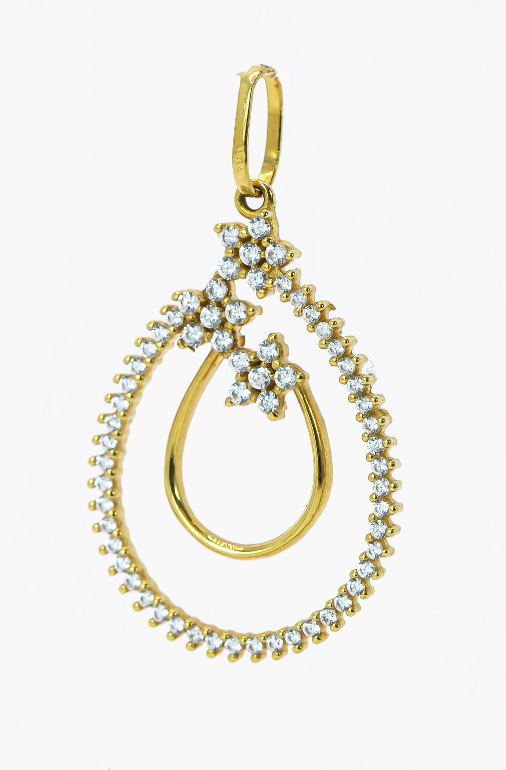 Colgante de oro macizo de 18 quilates, tres flores engastadas