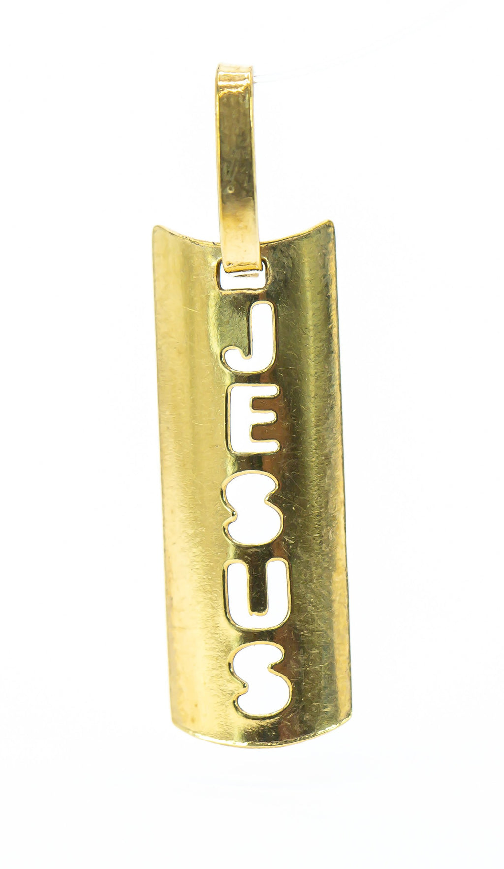 Colgante de oro macizo de 18 quilates, Placa Jesús