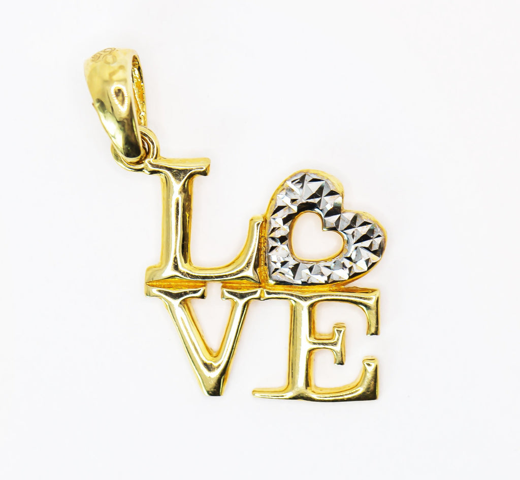 Colgante de oro macizo de 18 quilates con diseño de "Love"