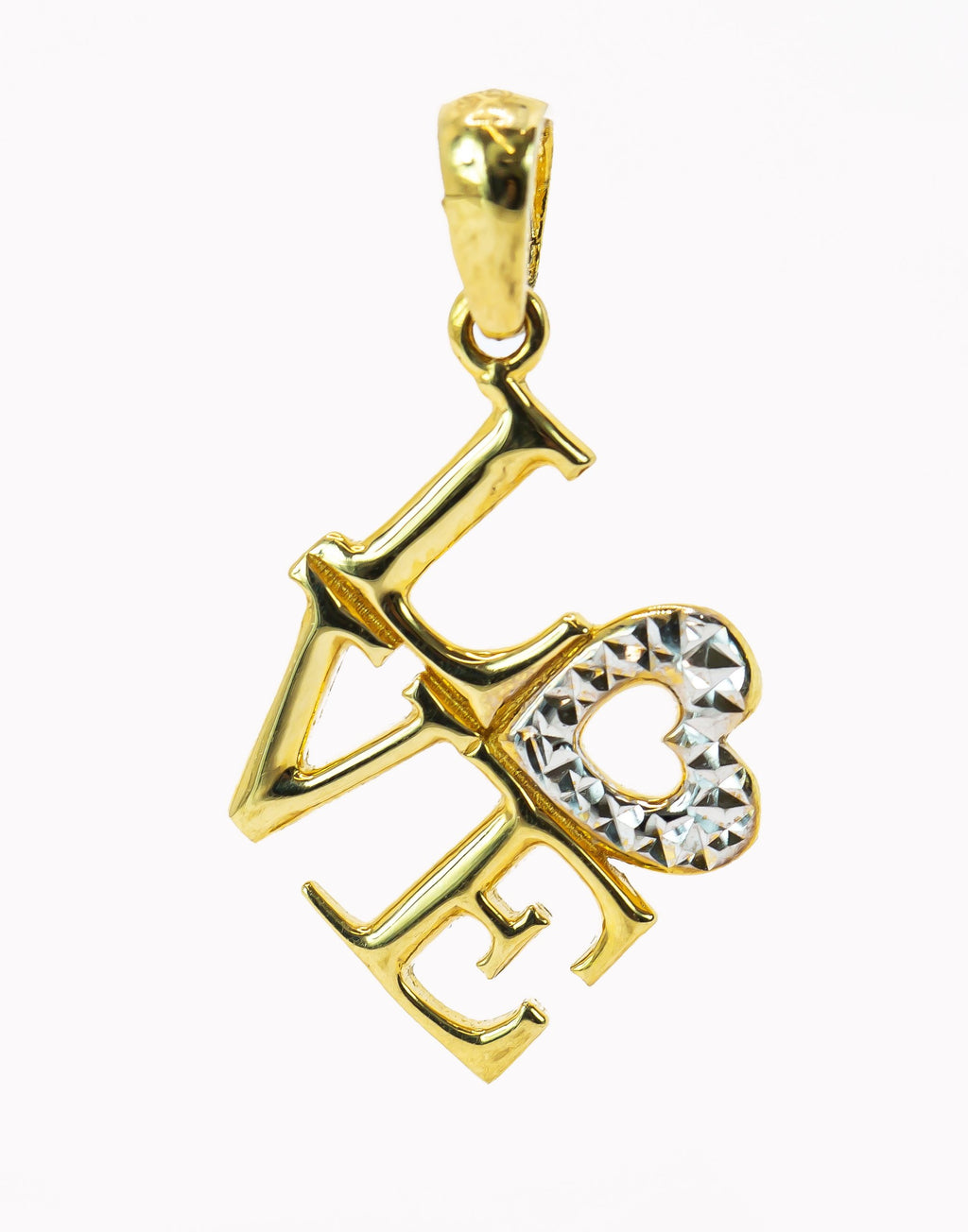 Colgante de oro macizo de 18 quilates con diseño de "Love"