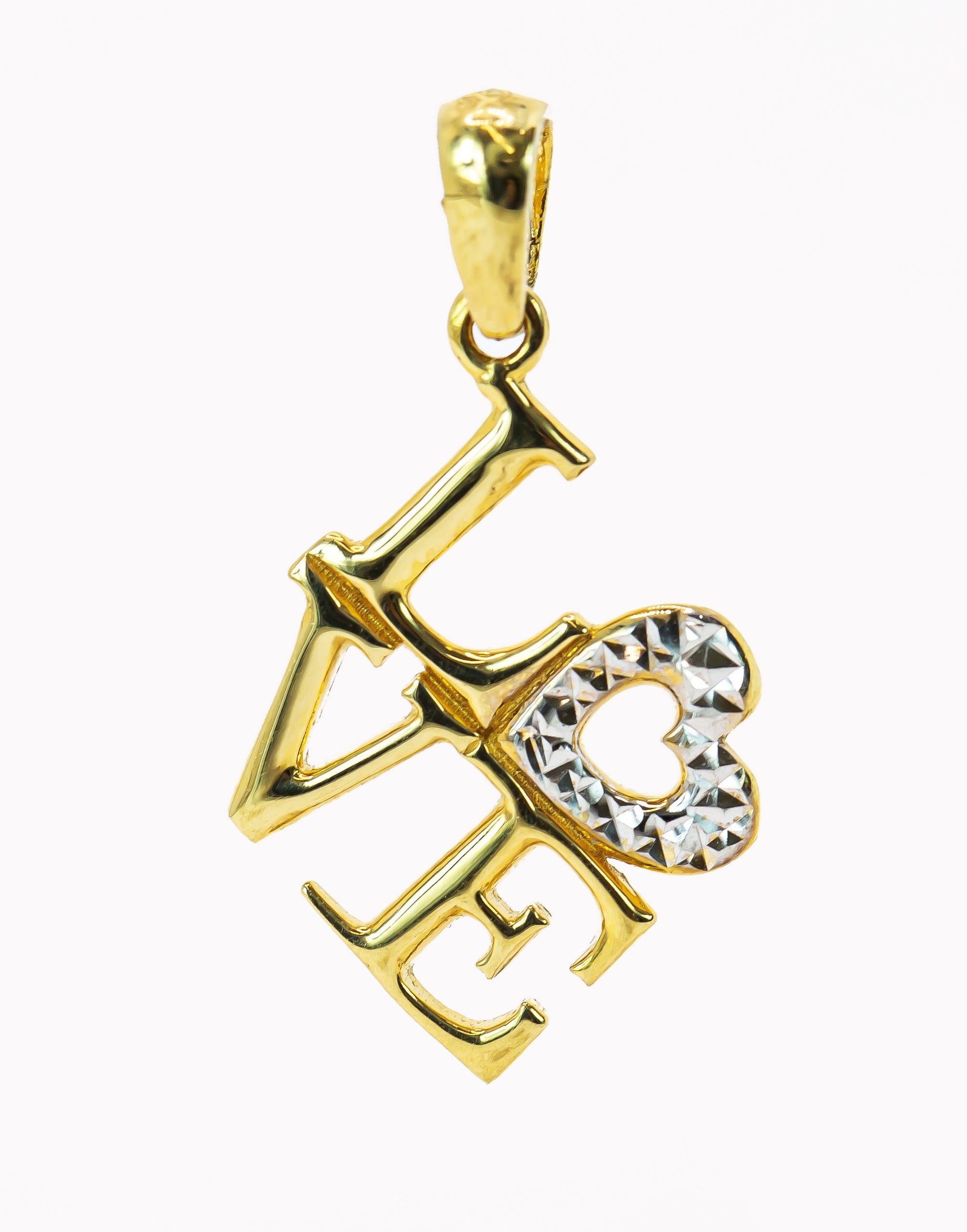 Colgante de oro macizo de 18 quilates con diseño de "Love"