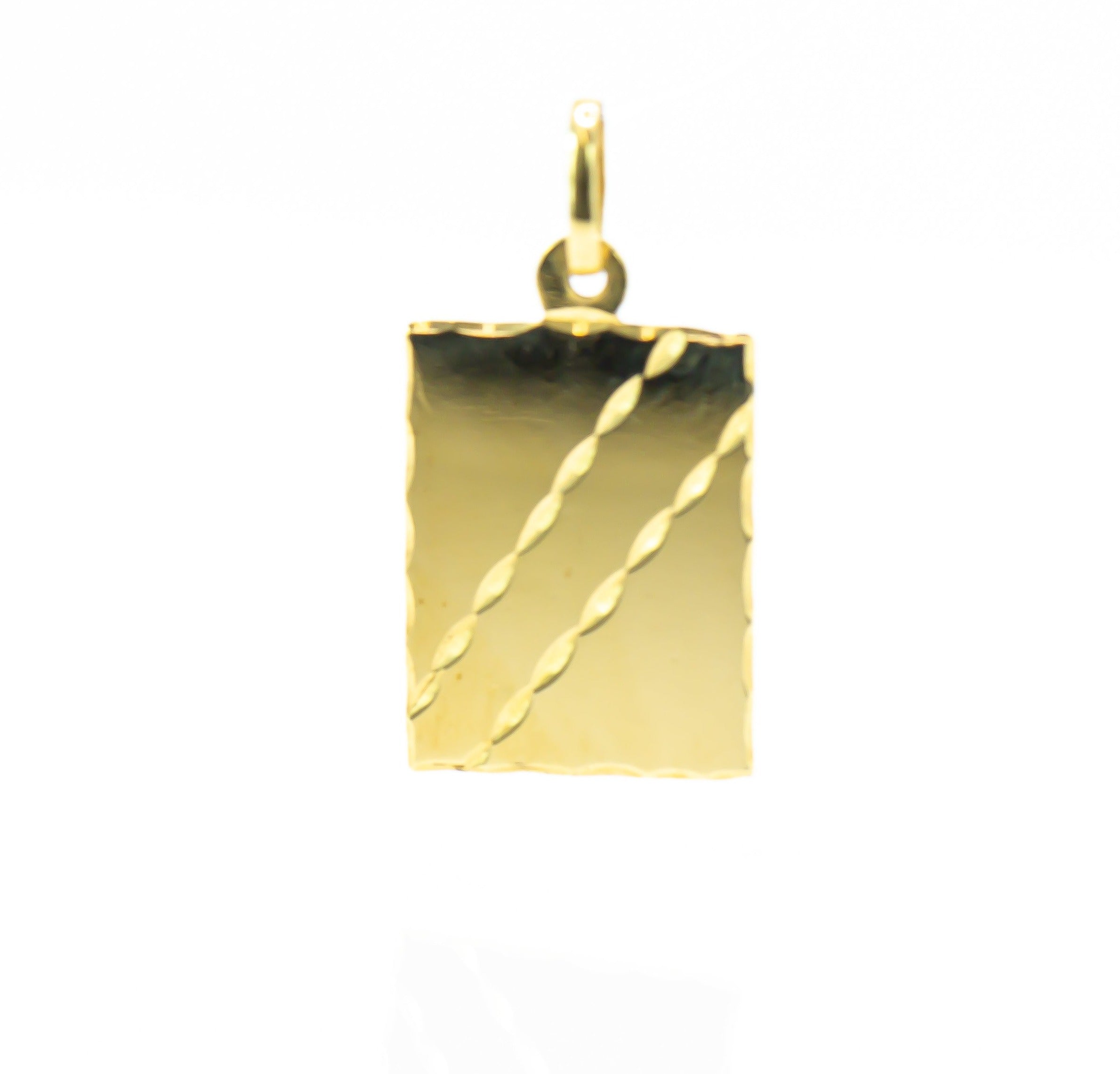 Colgante de oro macizo de 18 quilates, placa con cortes diamantados
