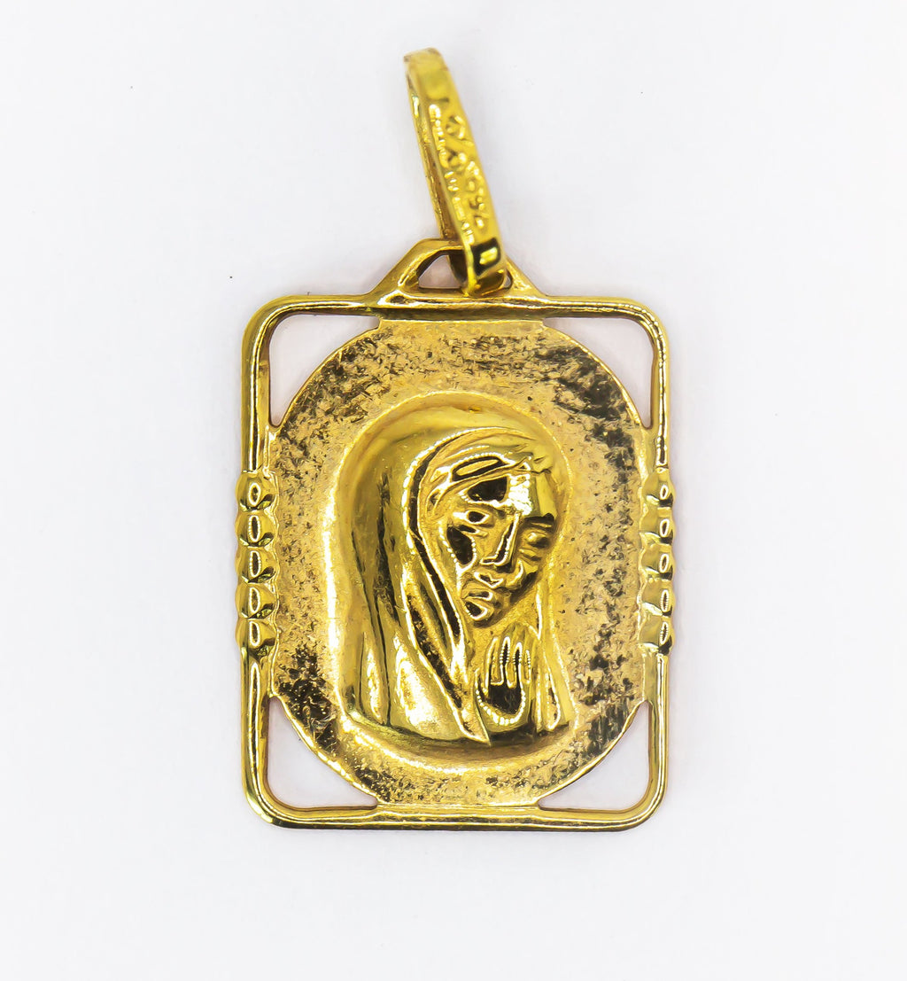 Colgante de oro macizo de 18 quilates Medalla de la Virgen María