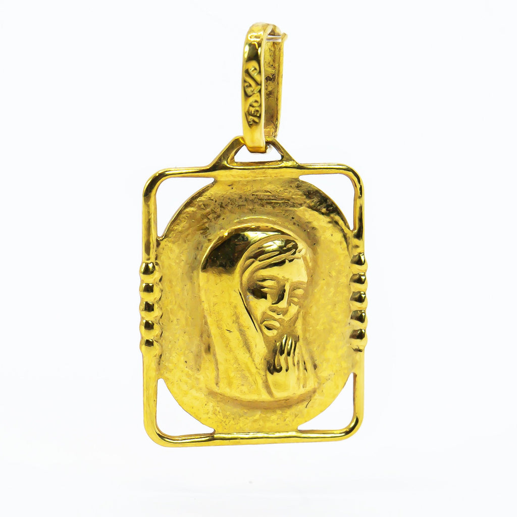 Colgante de oro macizo de 18 quilates Medalla de la Virgen María