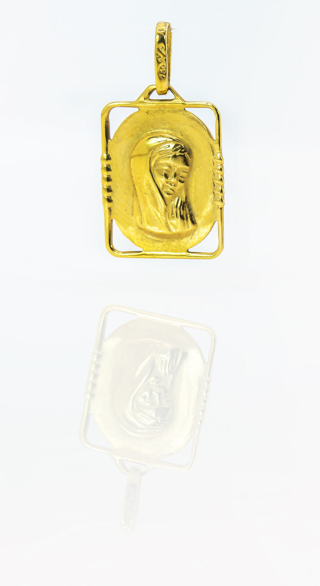 Colgante de oro macizo de 18 quilates Medalla de la Virgen María