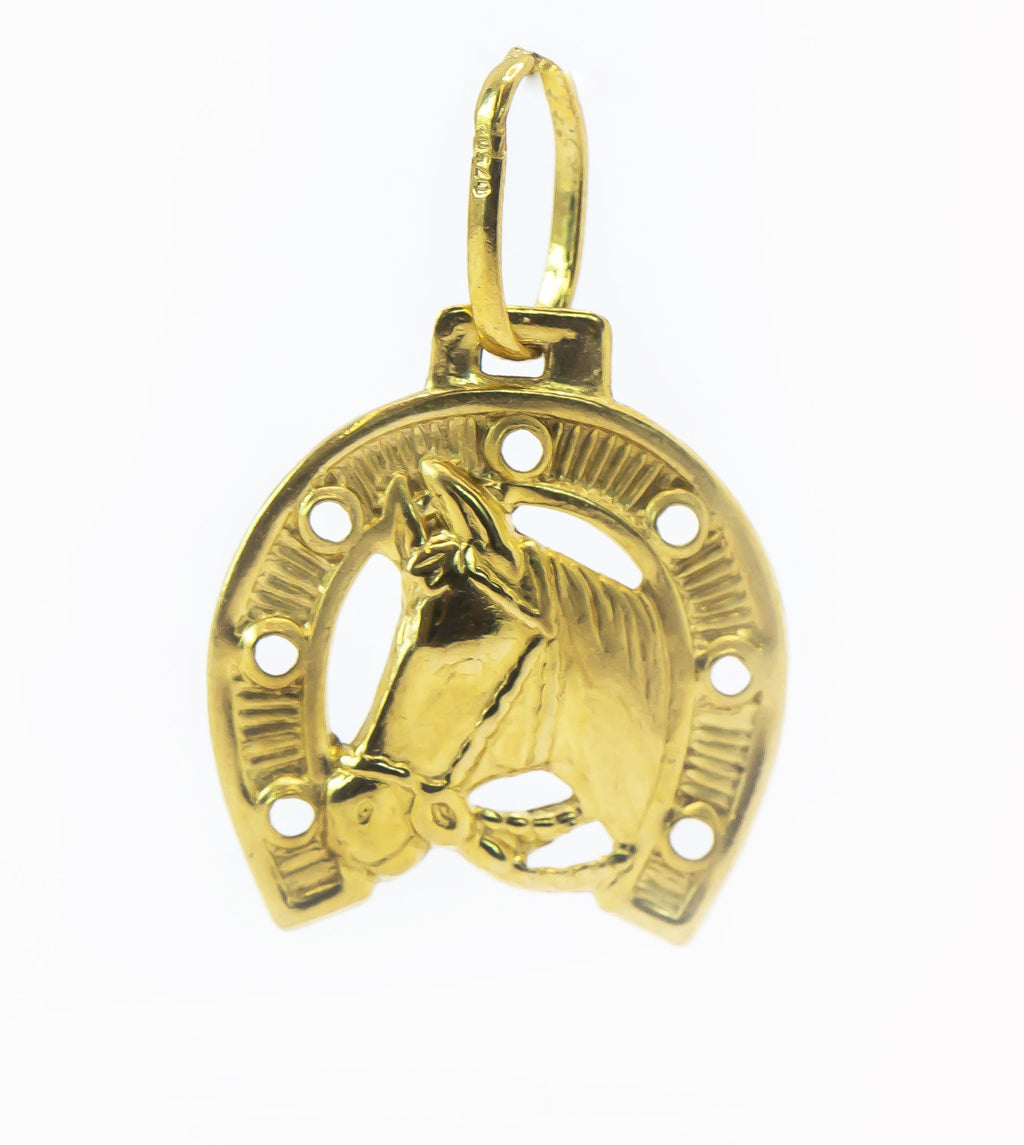 Colgante de oro macizo de 18 quilates con herradura