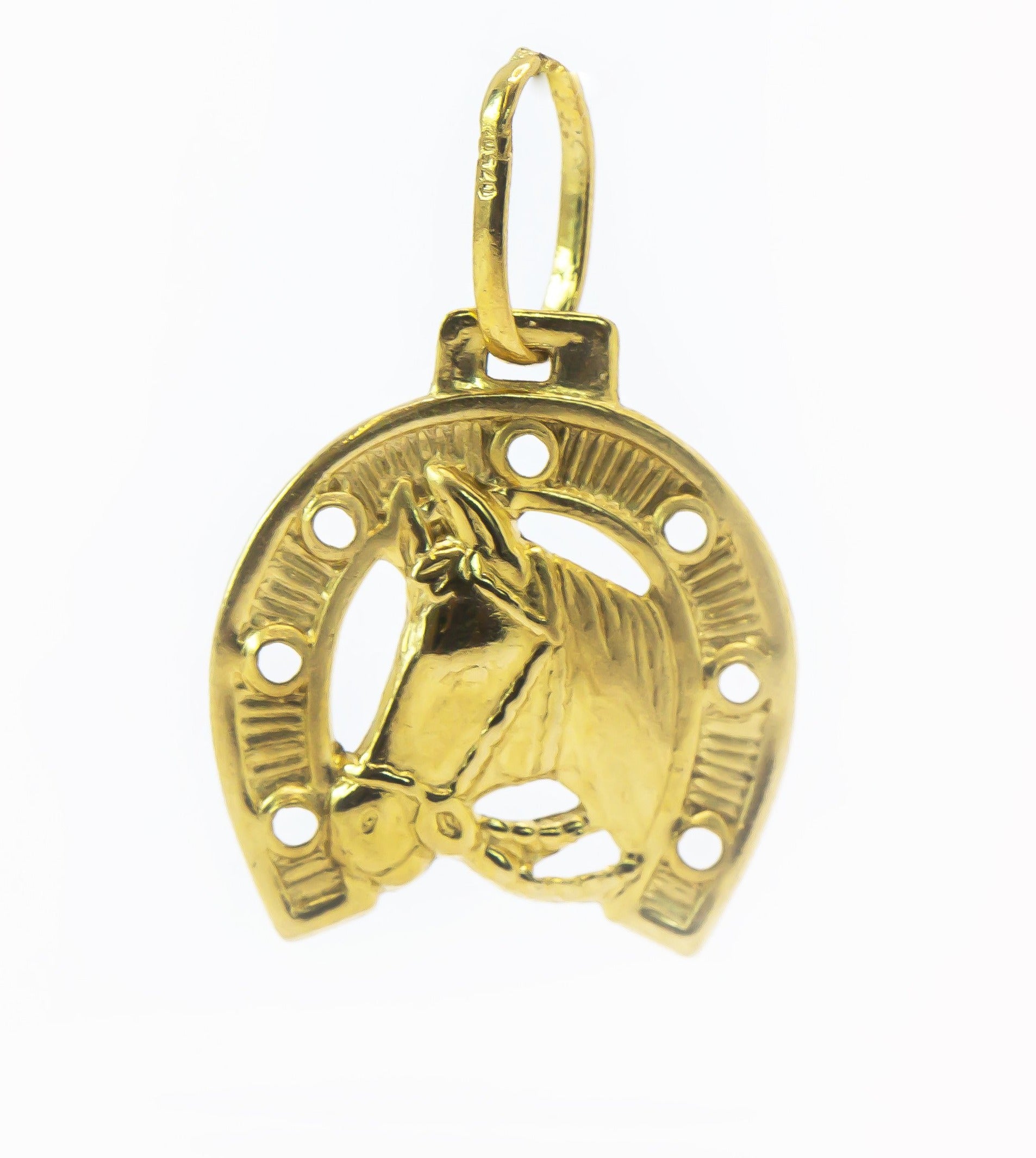 Colgante de oro macizo de 18 quilates con herradura