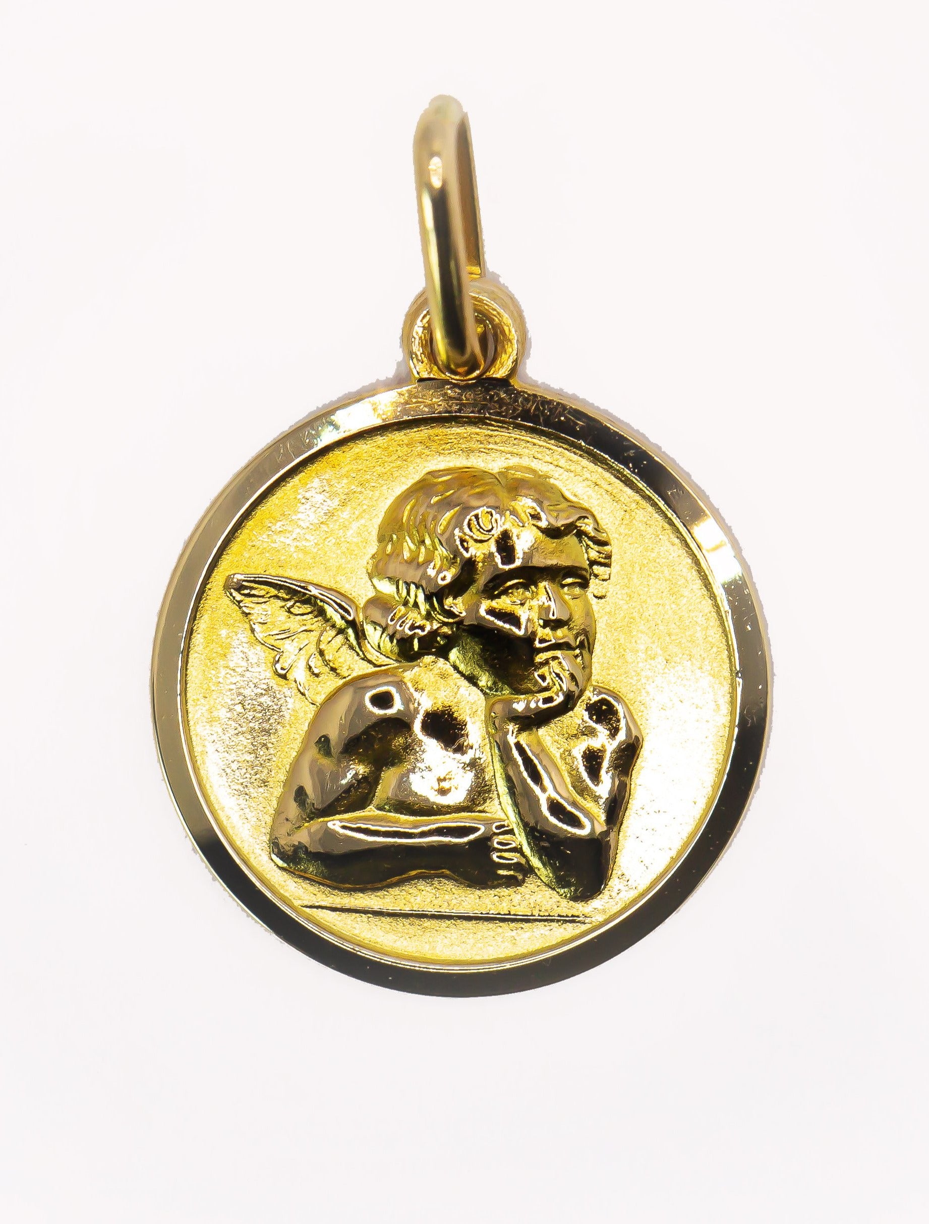Colgante de Oro Macizo de 18K Medalla Ángel